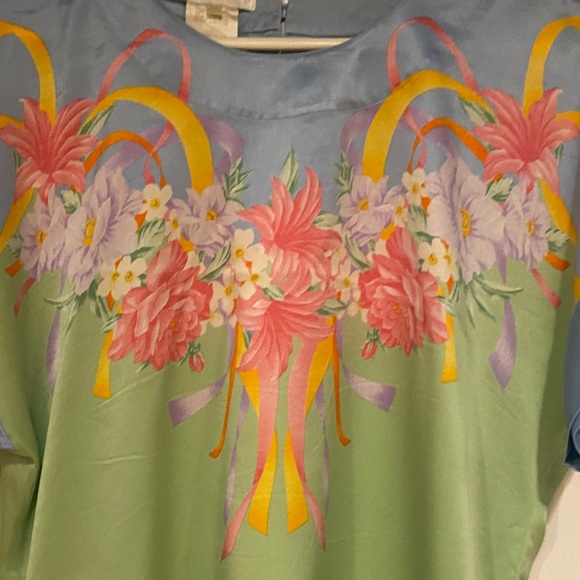 Vintage Escada Floral Silk Top with Ribbon Accents - Picture 5 of 10